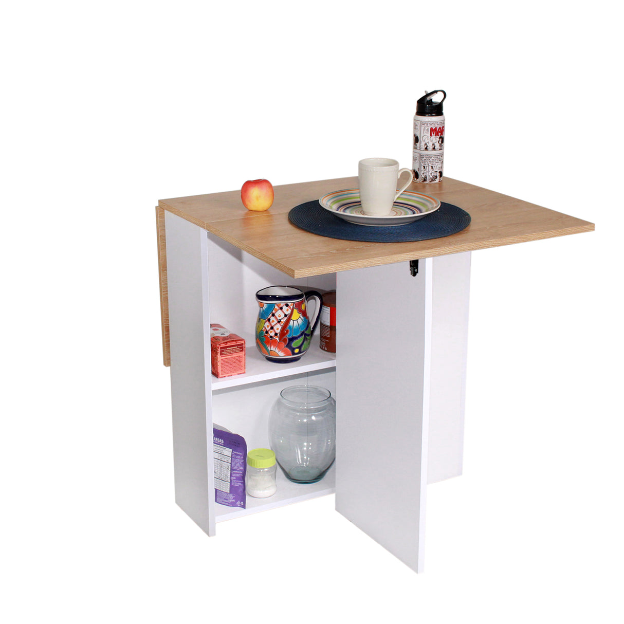 Comedor Rectangular Blanco y Vienes 110x75cm Sin Sillas para Cuatro Puestos - Comedores | Bylmo