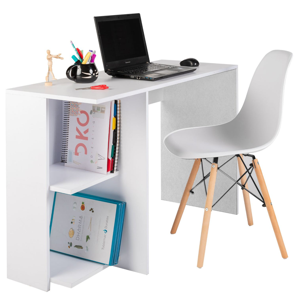Combo Escritorio y Silla Tony Blanco 80x75cm - Escritorios | Bylmo