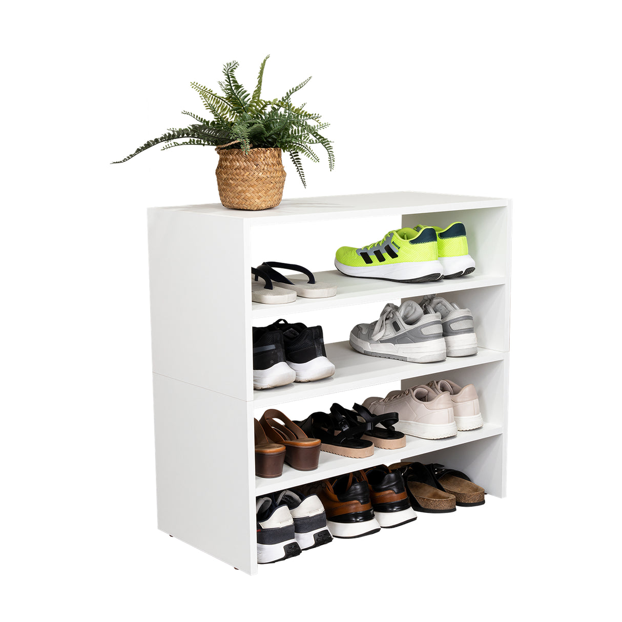 Zapatero Horizontal Silpa Blanco 72x34.9cm Apilable de Dos Niveles - Zapateros | Bylmo