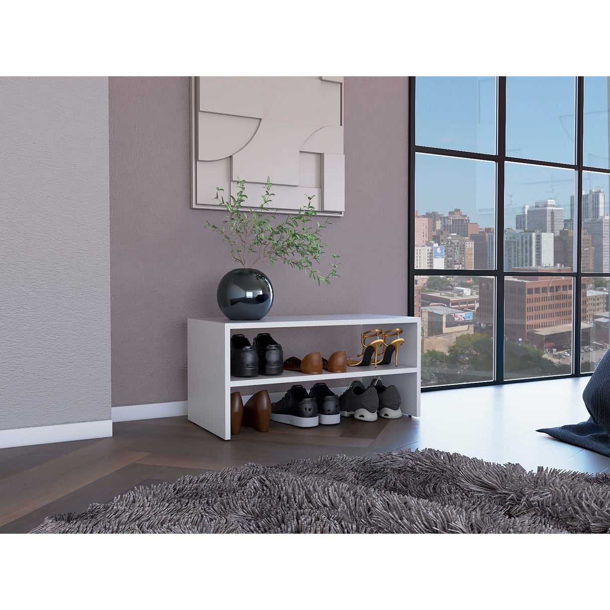 Zapatero Horizontal Silpa Blanco 72x34.9cm Apilable de Dos Niveles - Zapateros | Bylmo
