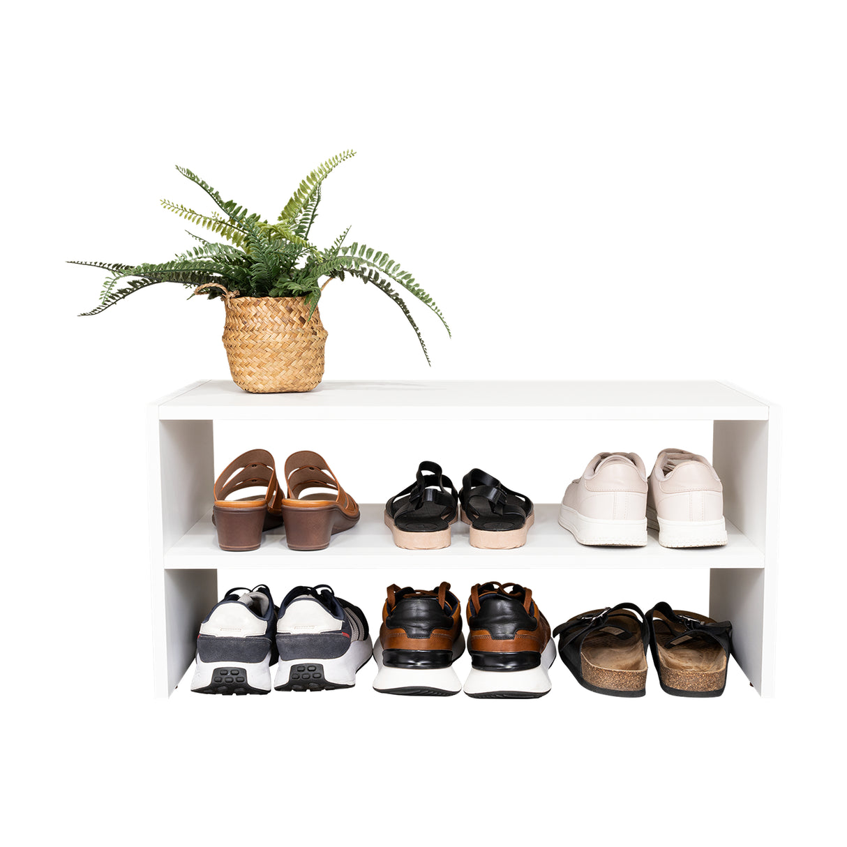 Zapatero Horizontal Silpa Blanco 72x34.9cm Apilable de Dos Niveles - Zapateros | Bylmo