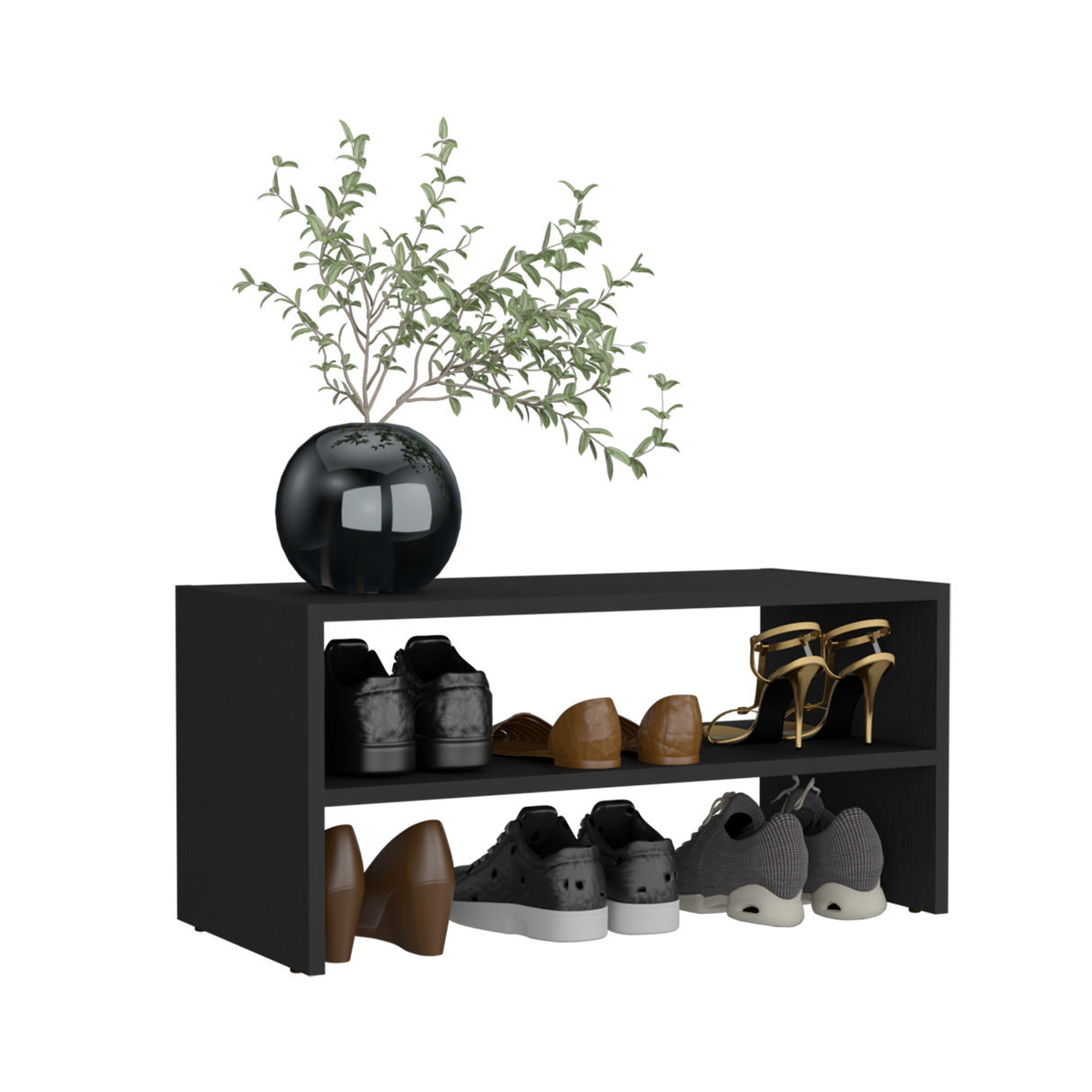 Zapatero Horizontal Silpa Wengue 72x34.9cm Apilable de Dos Niveles - Zapateros | Bylmo
