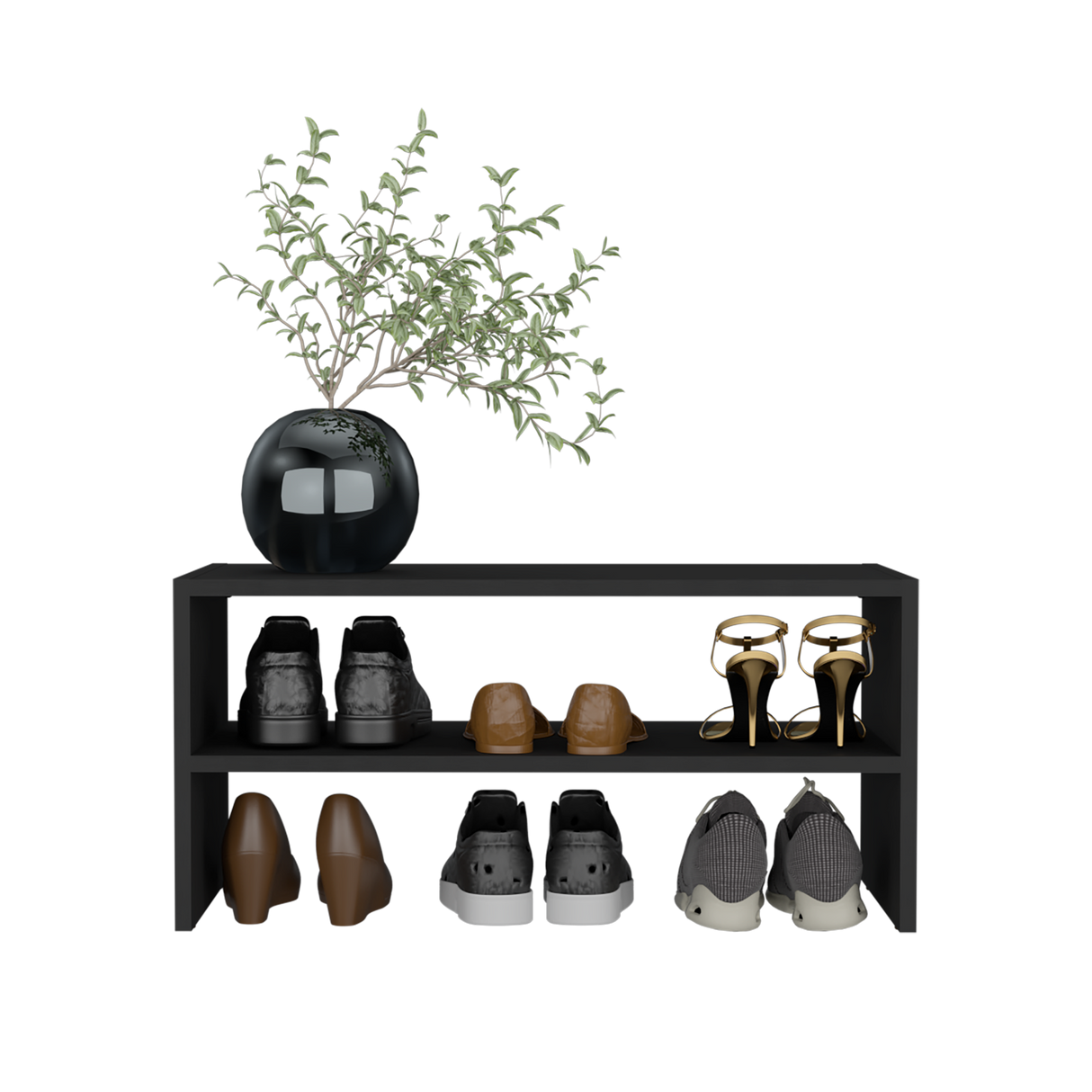 Zapatero Horizontal Silpa Wengue 72x34.9cm Apilable de Dos Niveles - Zapateros | Bylmo