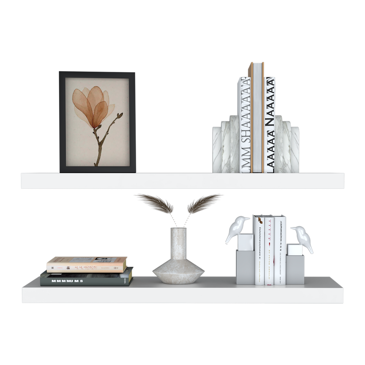 Set X 2 Repisas Rectangular Blanco 80x3.8cm Flotante - Repisas y Percheros | Bylmo