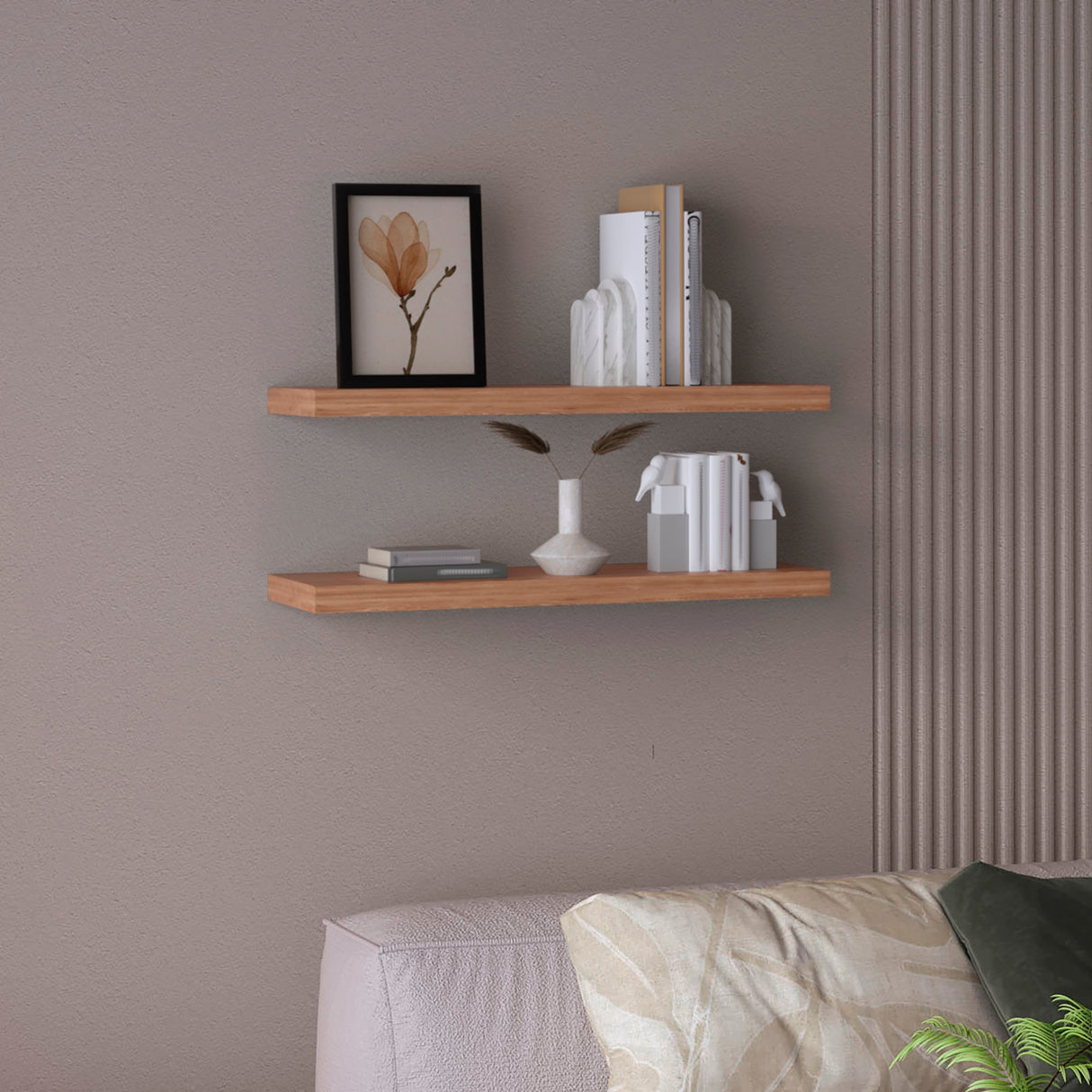 Set x 2 Repisas Rectangular Miel 80x3.8cm Flotante - Repisas y Percheros | Bylmo