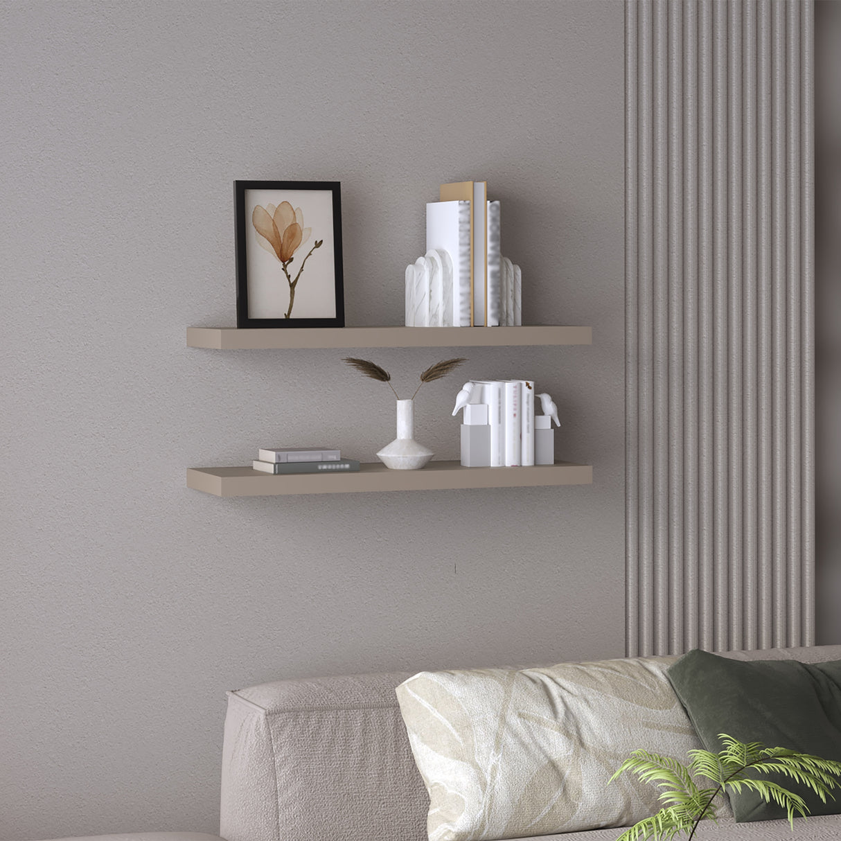 Set x 2 Repisas Rectangular Taupe 80x3.8cm Flotante - Repisas y Percheros | Bylmo