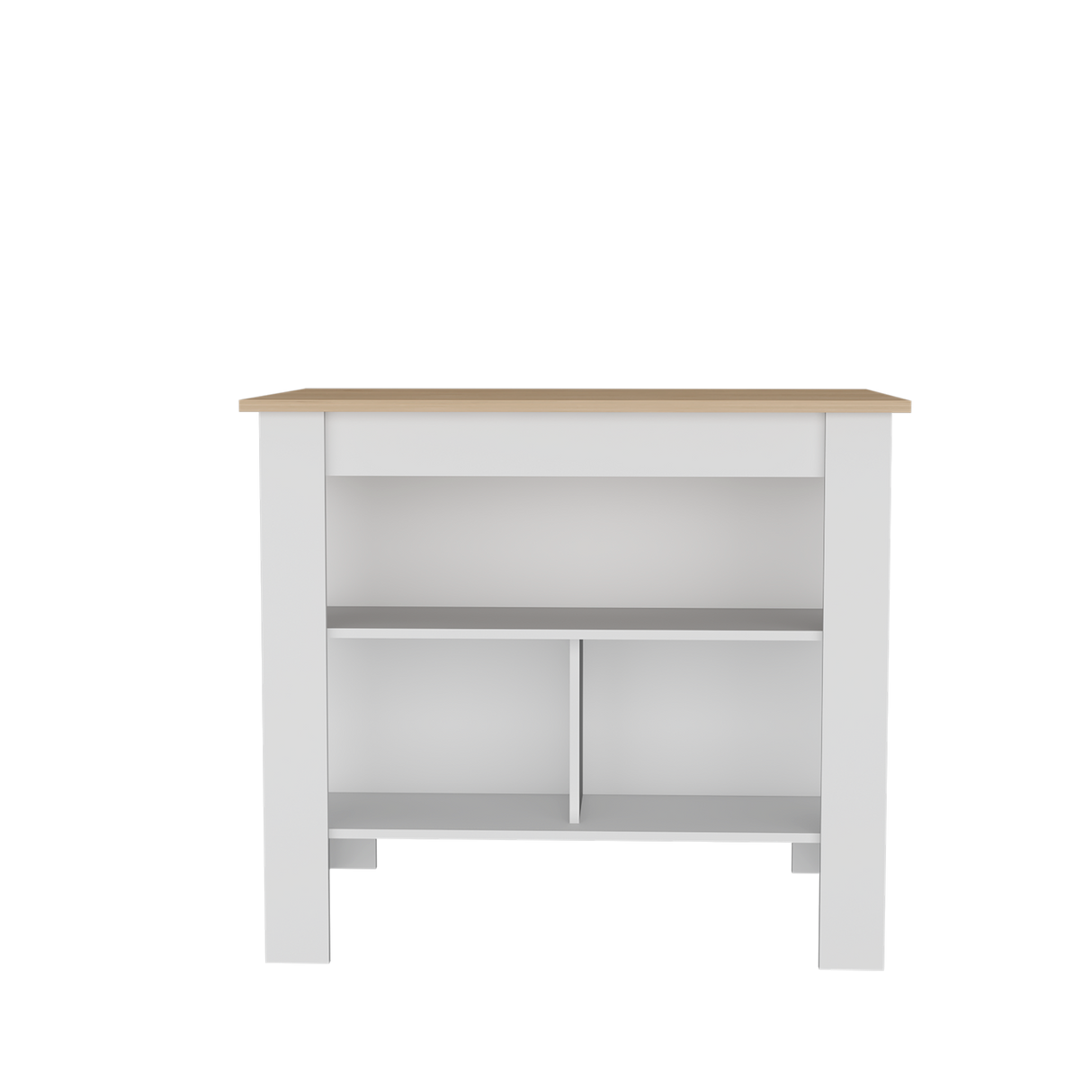 Isla de Cocina Cala Rovere y Blanco 103x90cm Con Tres Entrepaños y Patas