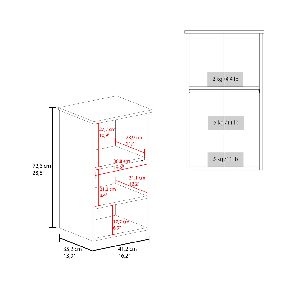 Gabinete de Baño Blanco 41.2x72.6cm Rectangular Sin Espejo - Gabinetes de Baño | Bylmo