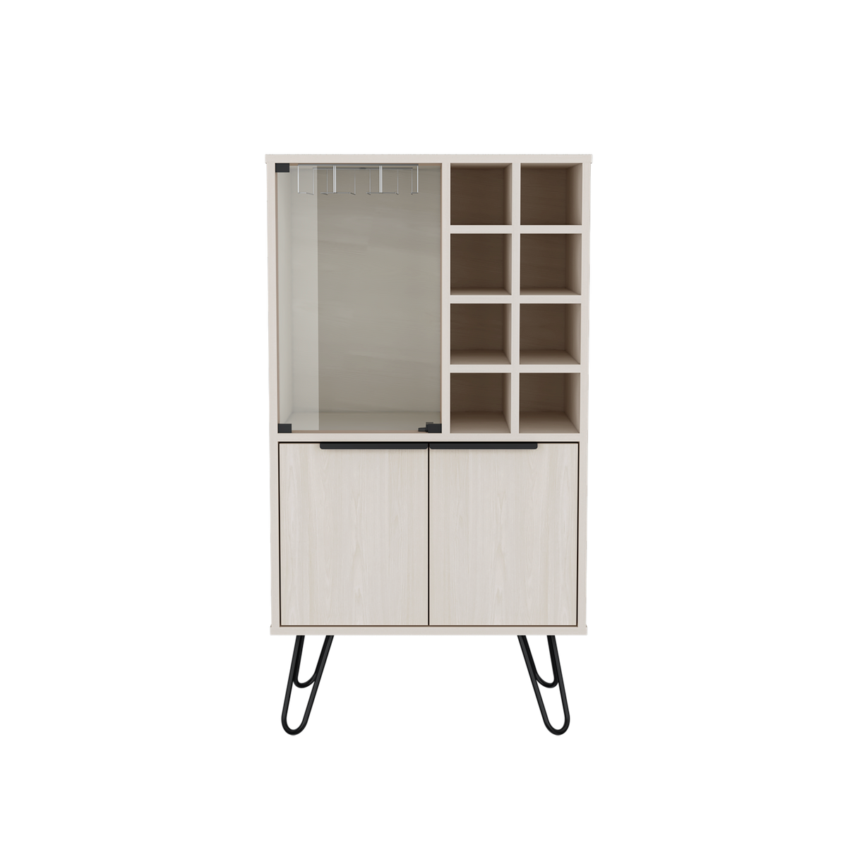 Bar Bajo Aster Niebla 59.6x109.4cm Con Patas y Ocho Portabotellas - Bares | Bylmo