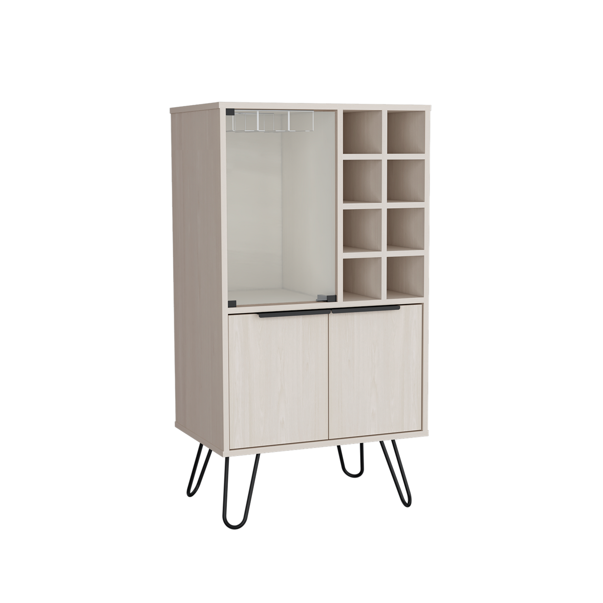 Bar Bajo Aster Niebla 59.6x109.4cm Con Patas y Ocho Portabotellas - Bares | Bylmo