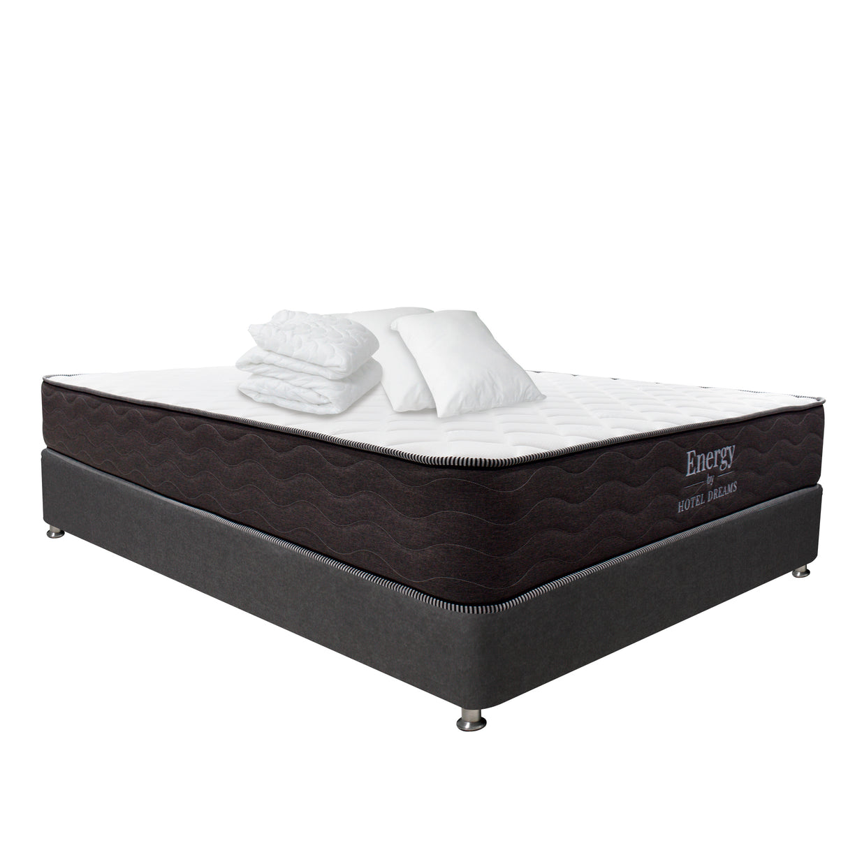 Combo Colchón y Base Cama Energy Blanco y Gris Grafito King 200 X 200 Cm Medio Firme Ortopedico - Colchones | Bylmo