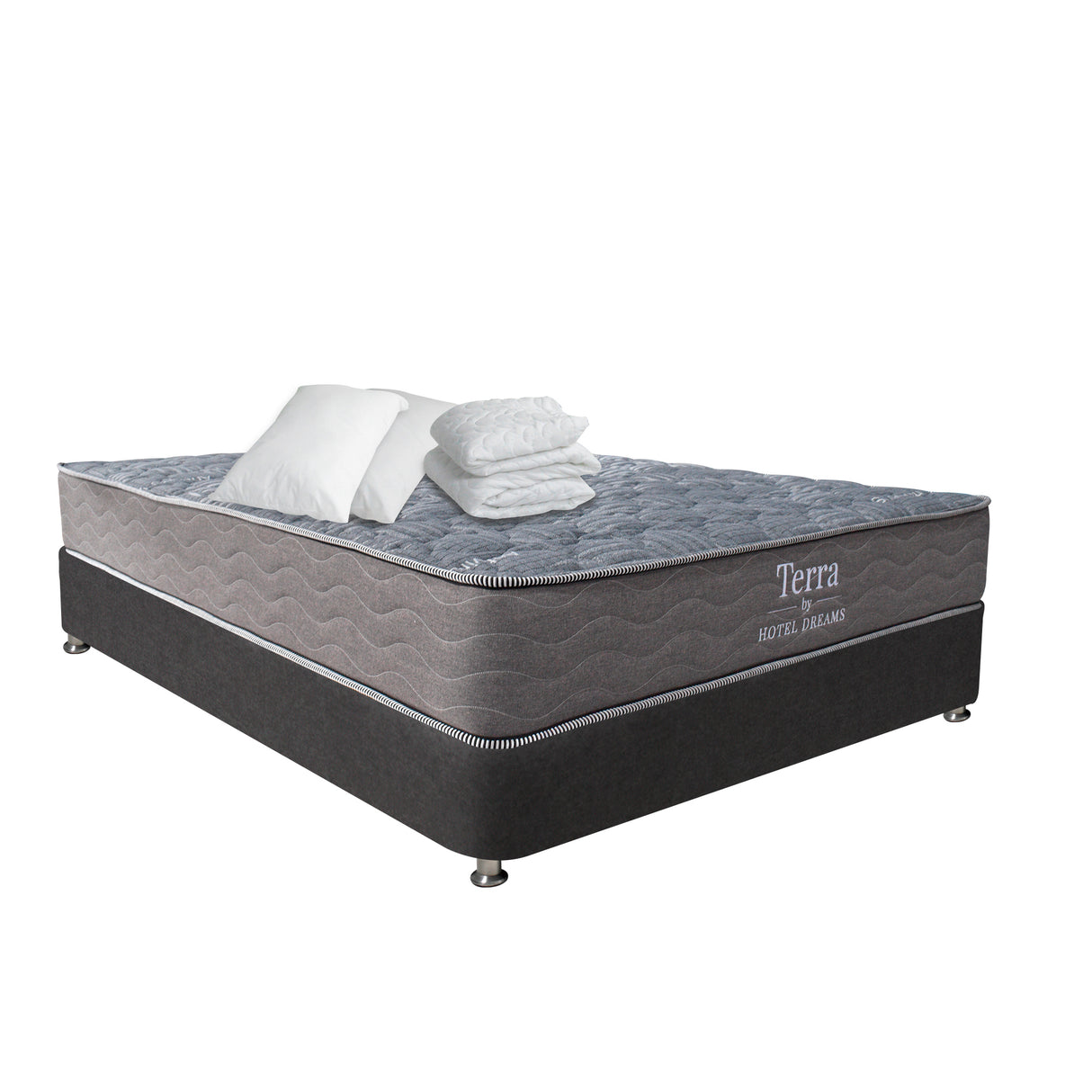 Combo Colchón y Base Cama Terra Gris Claro y Gris Grafito Queen 160 X 190 Cm Medio Firme Ortopedico - Colchones | Bylmo