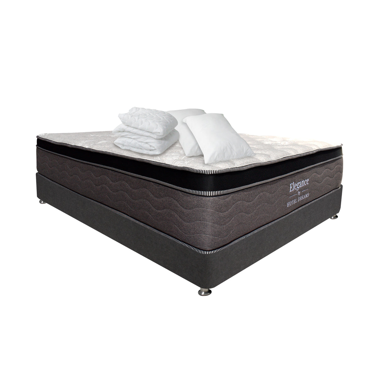 Combo Colchón y Base Cama Elegance Pocket Blanco y Negro King 200 X 200 Cm Medio Suave Ortopedico - Colchones | Bylmo