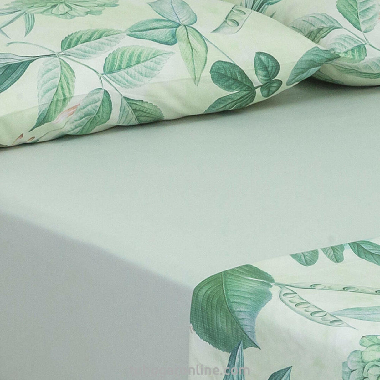 Juego de Sabanas Bruselas Floral Verde Microfibra 120x190cm. Incluye 4 piezas. - SABANAS | Bylmo