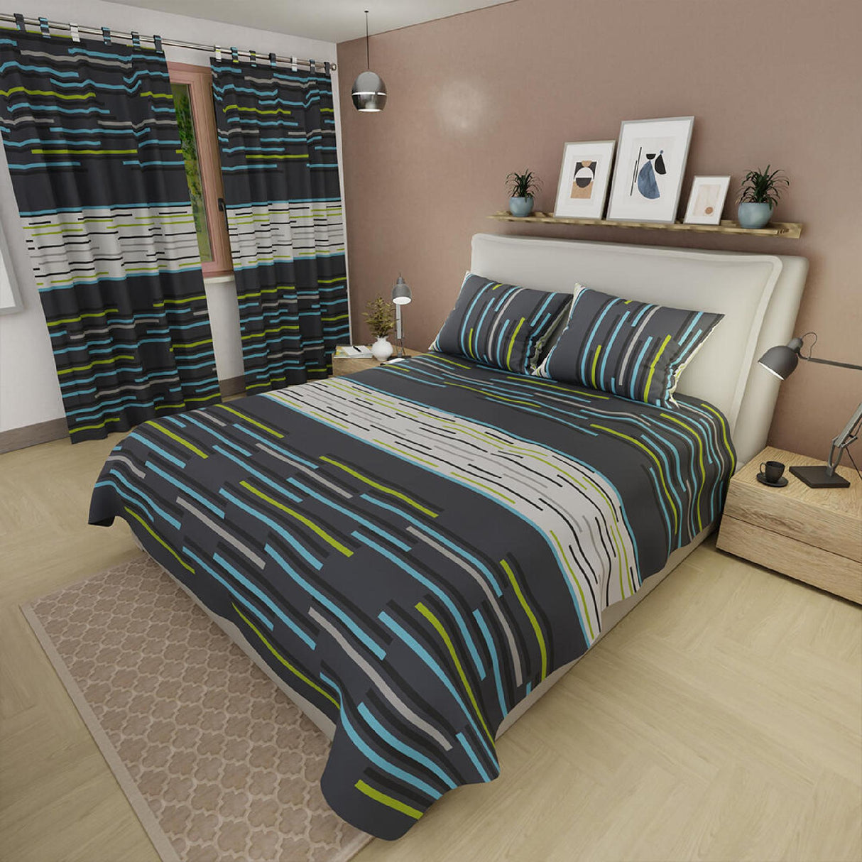 Juego de Sabanas Basic Gris Oscuro y Blanco Moderno Queen 160x190 cm - Sabanas | Bylmo
