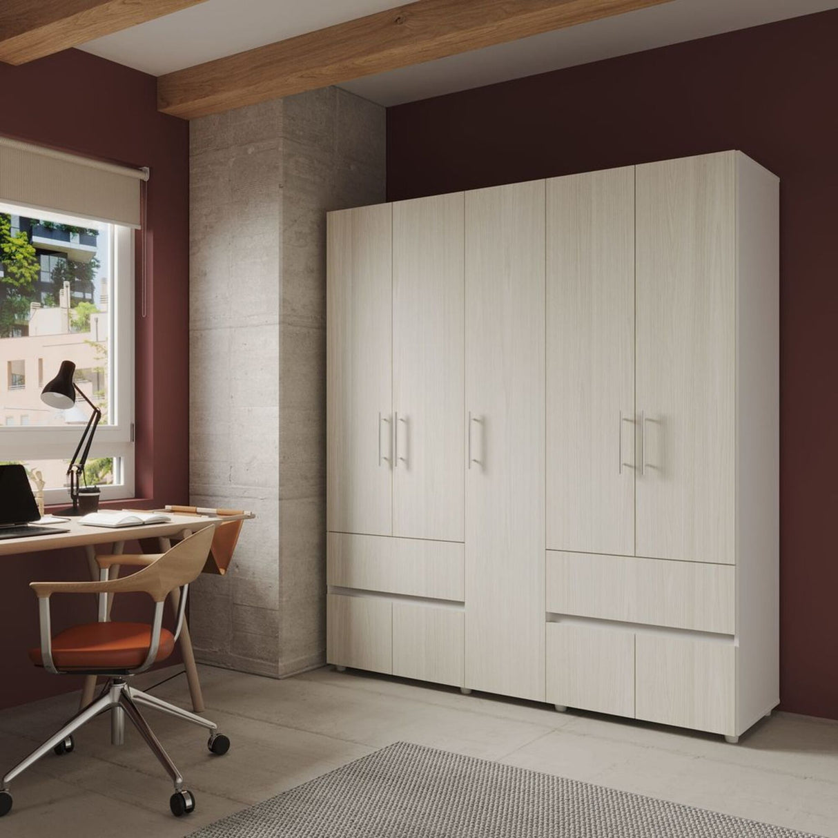 Closet Venecia Niebla y Blanco 180x200cm Con Dos Cajones - Closets | Bylmo