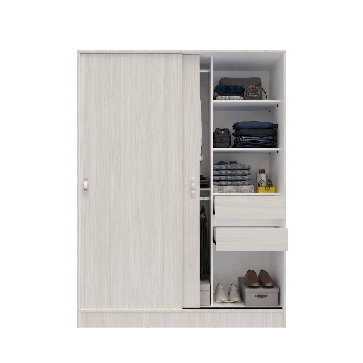 Closet Berlín Niebla y Blanco 150x200cm Con Dos Cajones - Closets | Bylmo