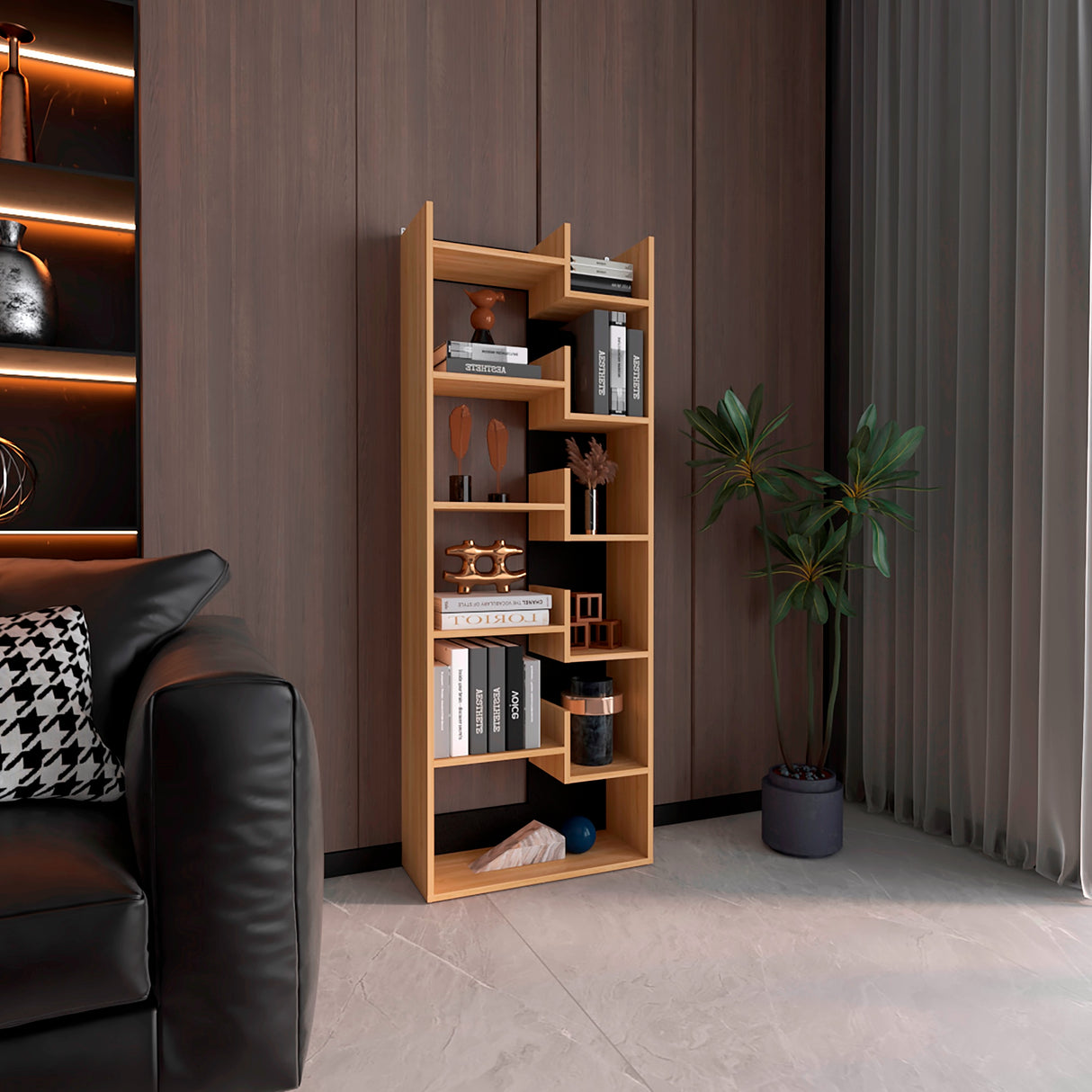 Estantería Clover Fresno Europeo 162x60cm Rectangular con Diez Entrepaños - BIBLIOTECAS Y ESTANTERIAS | Bylmo