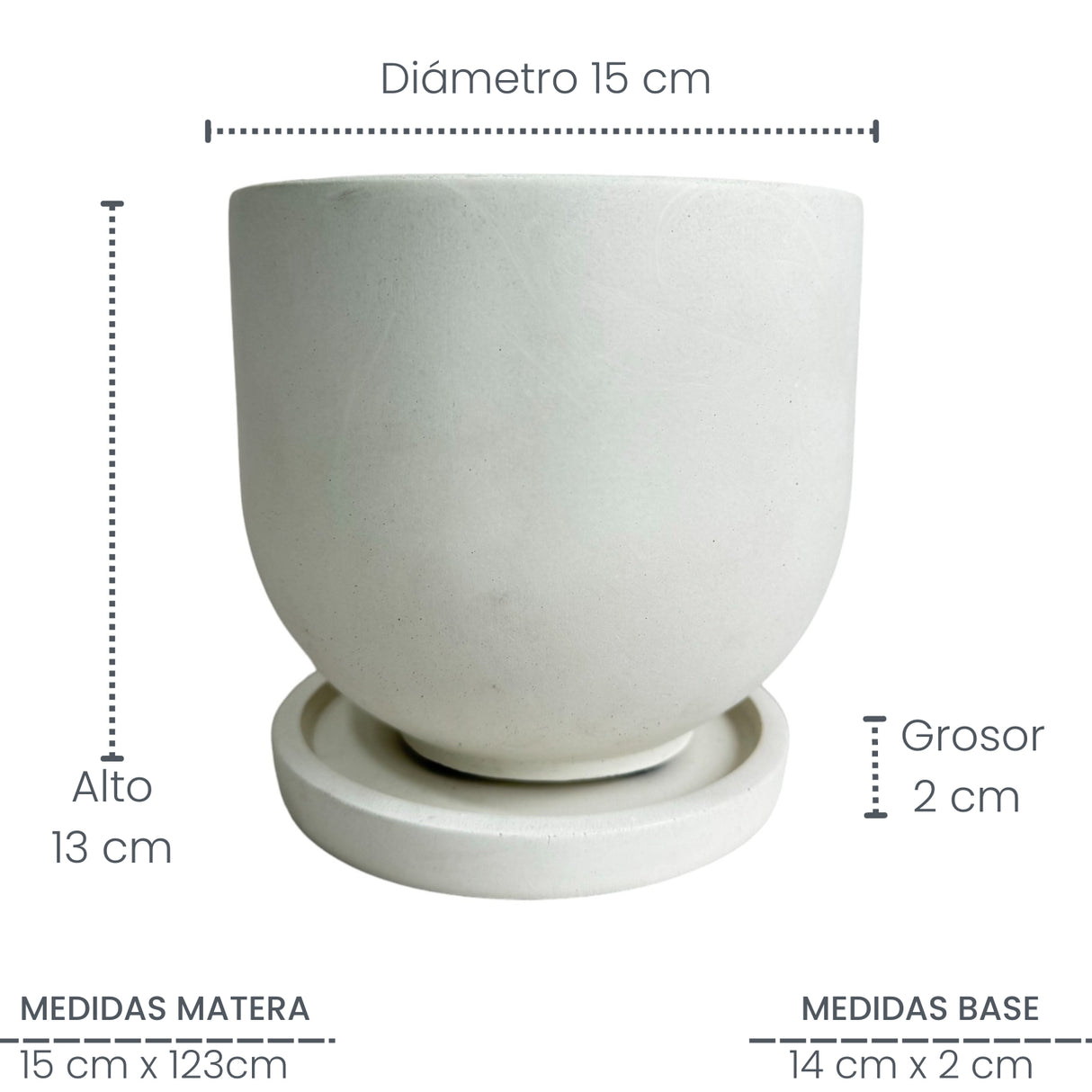 Matera de mesa Mediana María Blanco 14.5x13cm Cónica - MATERAS Y MACETAS | Bylmo