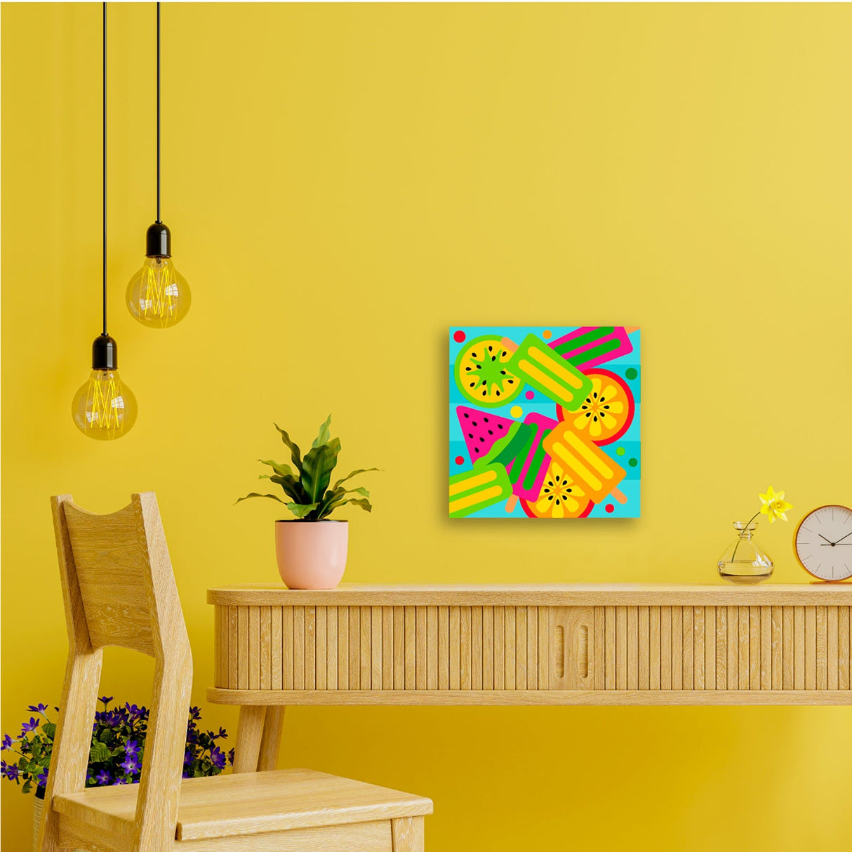 Kit Cuadro para Pintar Frutas y Paletas 24x24cm en MDF - CUADROS | Bylmo
