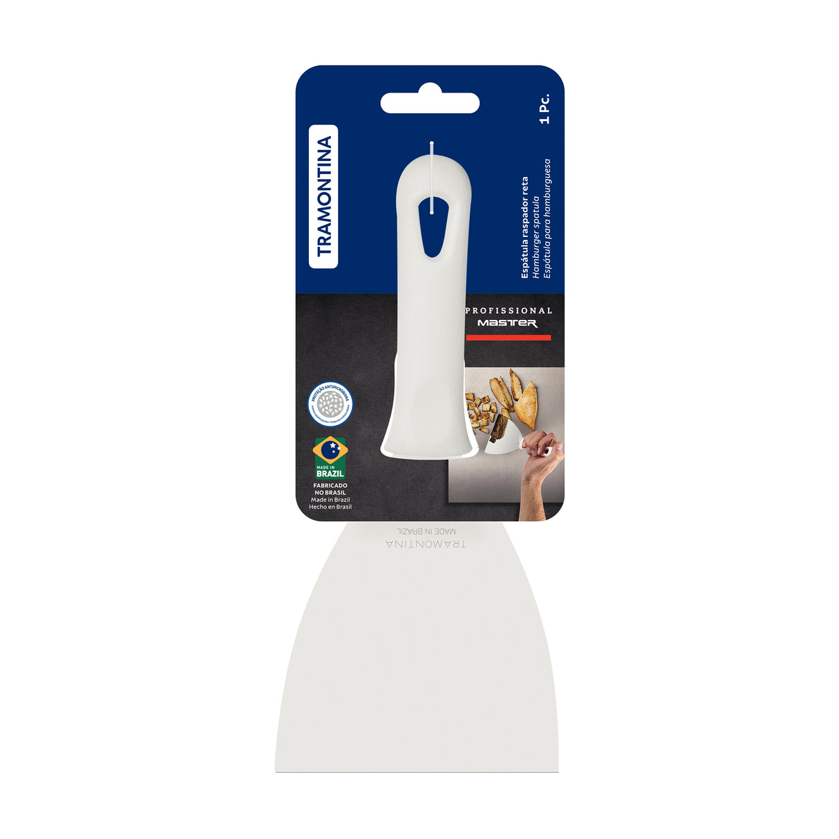 Espátula Profesional Profissional Master Blanco y Acero 10.2x2.1cm Para Cocinar - UTENSILIOS PARA COCINAR | Bylmo