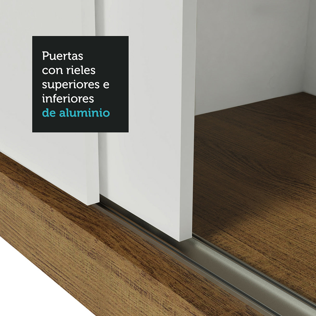Closet Mônaco Marron y Blanco 210x25.7cm con Cuatro Entrepaños Tres Puertas y Con Espejo - CLOSETS | Bylmo