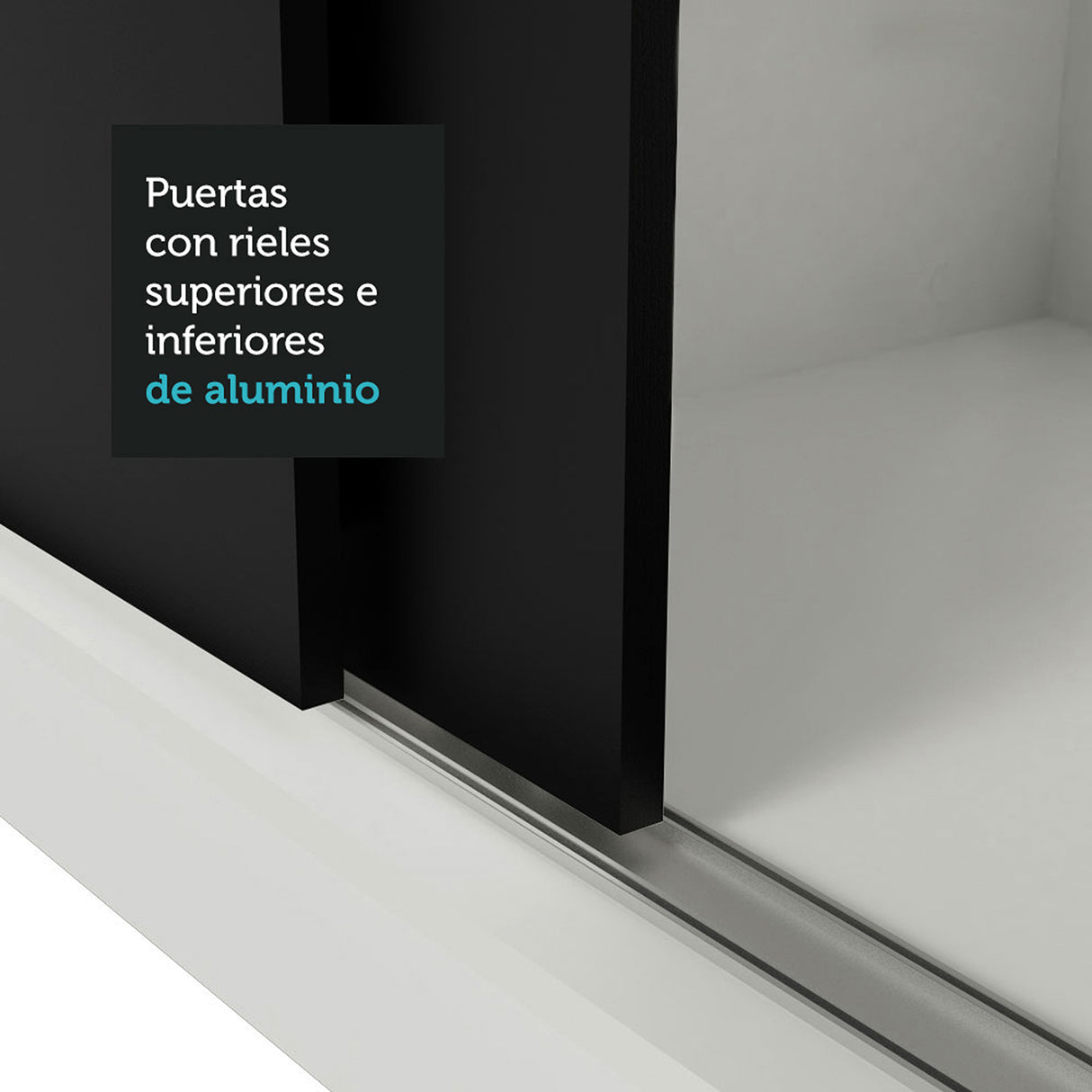 Closet Mônaco Blanco y Negro 210x21.4cm con Cuatro Entrepaños Tres Puertas y Con Espejo - CLOSETS | Bylmo