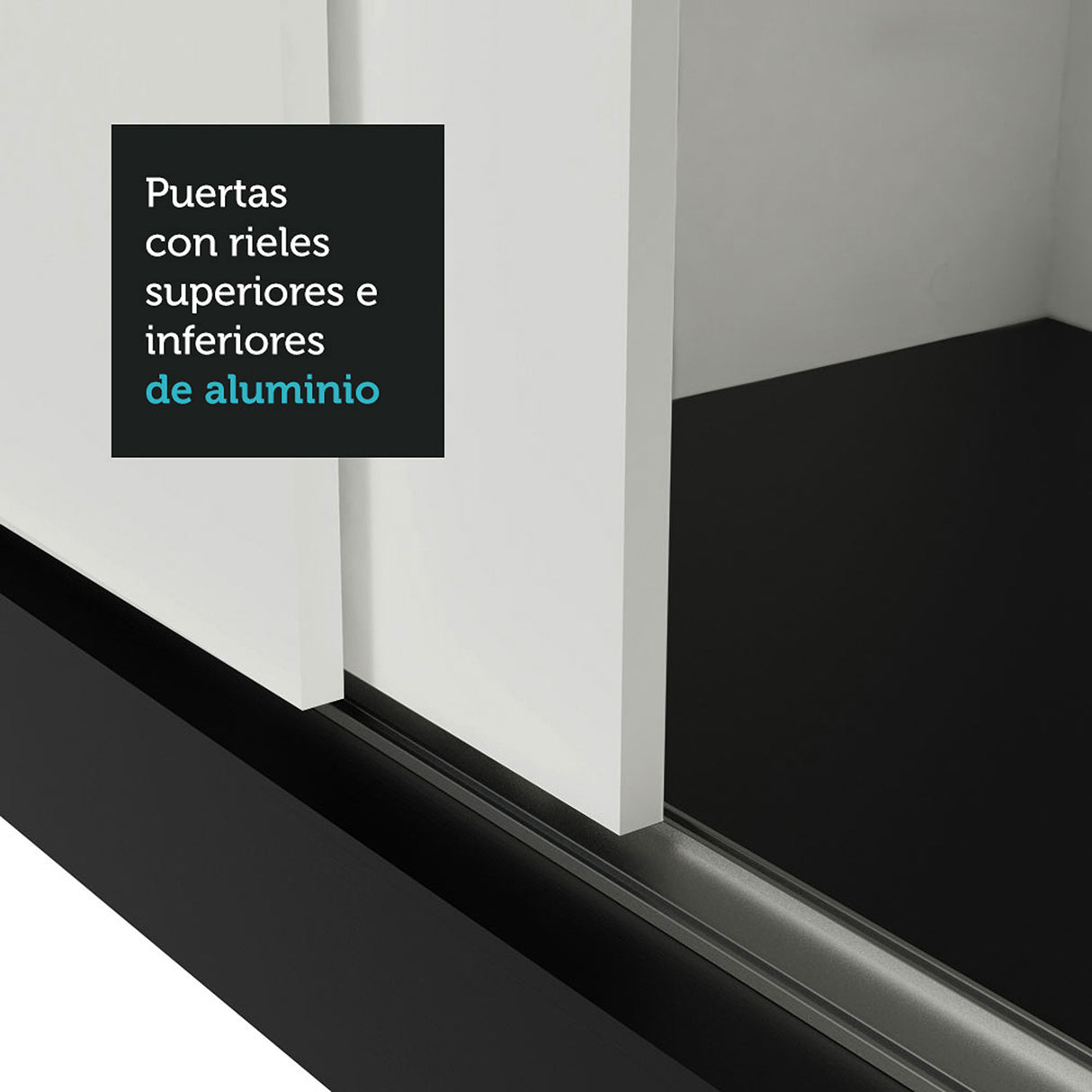 Closet Mônaco Negro y Blanco 210x25.7cm con Cuatro Entrepaños Tres Puertas y Con Espejo - CLOSETS | Bylmo