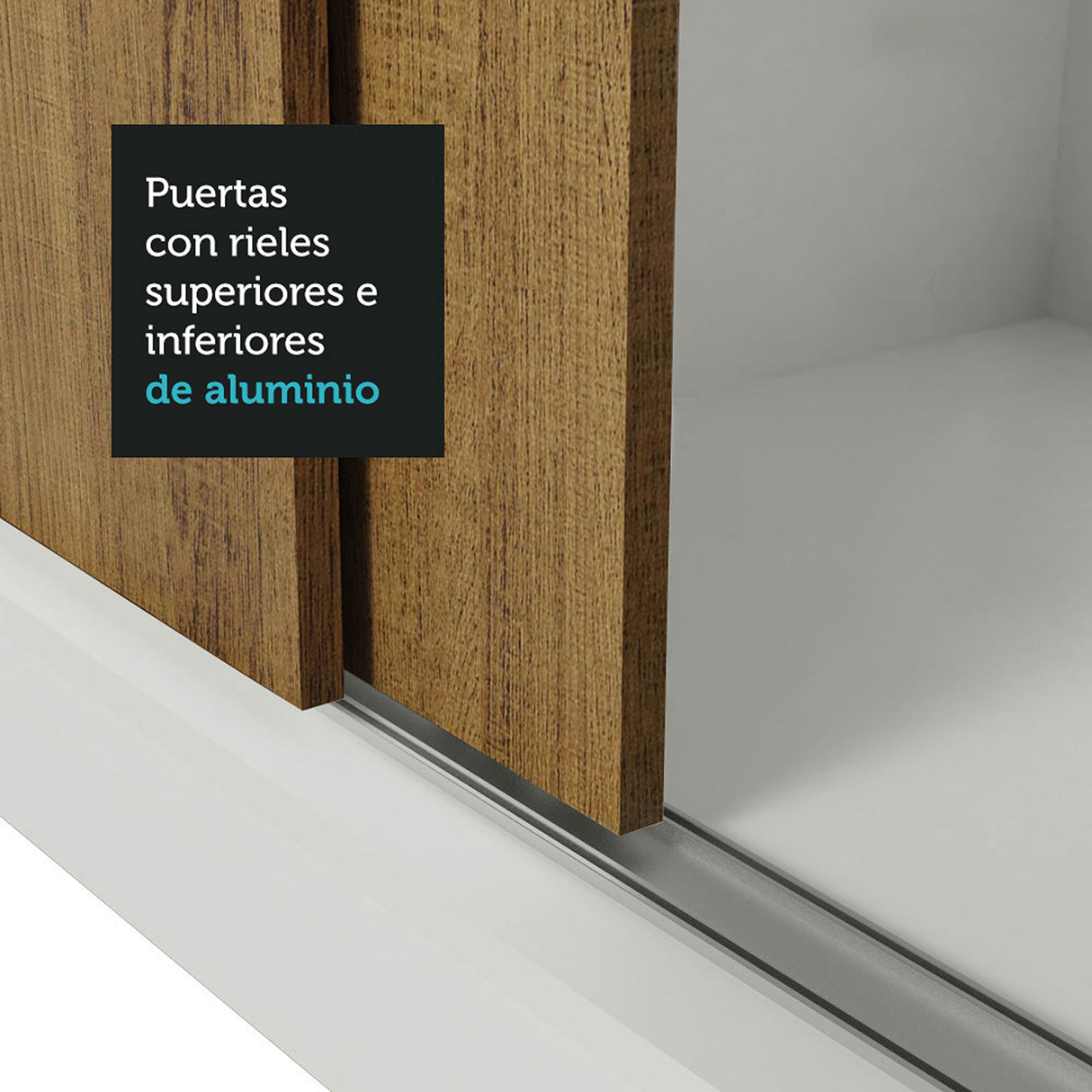 Closet Mônaco Blanco y Marron 210x25.7cm con Cuatro Entrepaños Tres Puertas y Con Espejo - CLOSETS | Bylmo