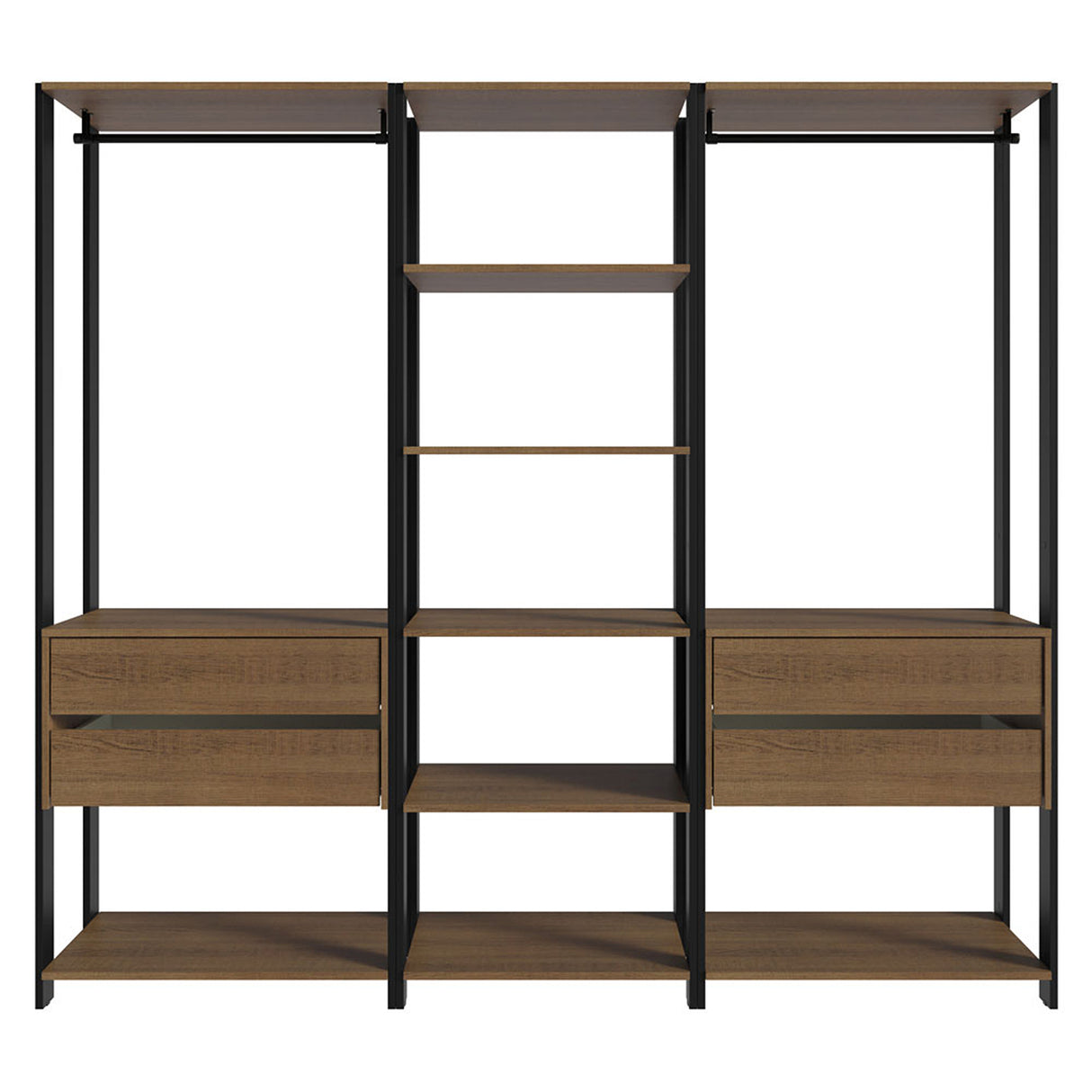 Closet Abierto Valencia Marron y Negro 199x180cm con Diez Entrepaños - CLOSETS | Bylmo