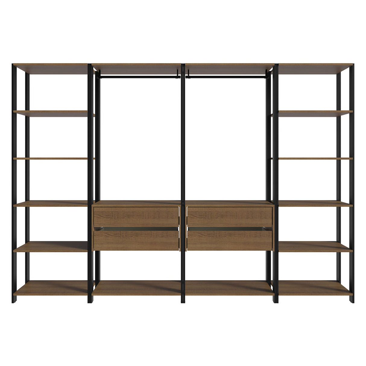 Closet Abierto Valencia Marron y Negro 258x180cm con Diez Entrepaños Modular - CLOSETS | Bylmo