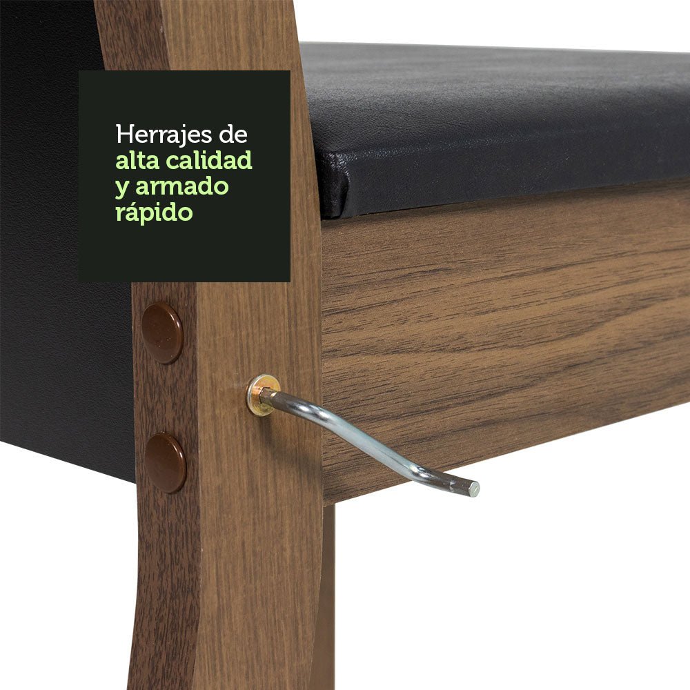 Combo Comedor y Sillas Alana Marron y Negro 90x78cm Cuadrado de Cuatro Puestos con Cuatro Sillas - COMEDORES | Bylmo