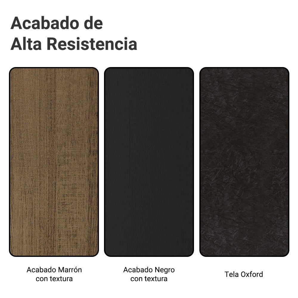 Combo Comedor y Sillas Aryeli Marron y Negro Oxford 160x80cm Cuadrado de Cuatro Puestos con Cuatro Sillas - COMEDORES | Bylmo