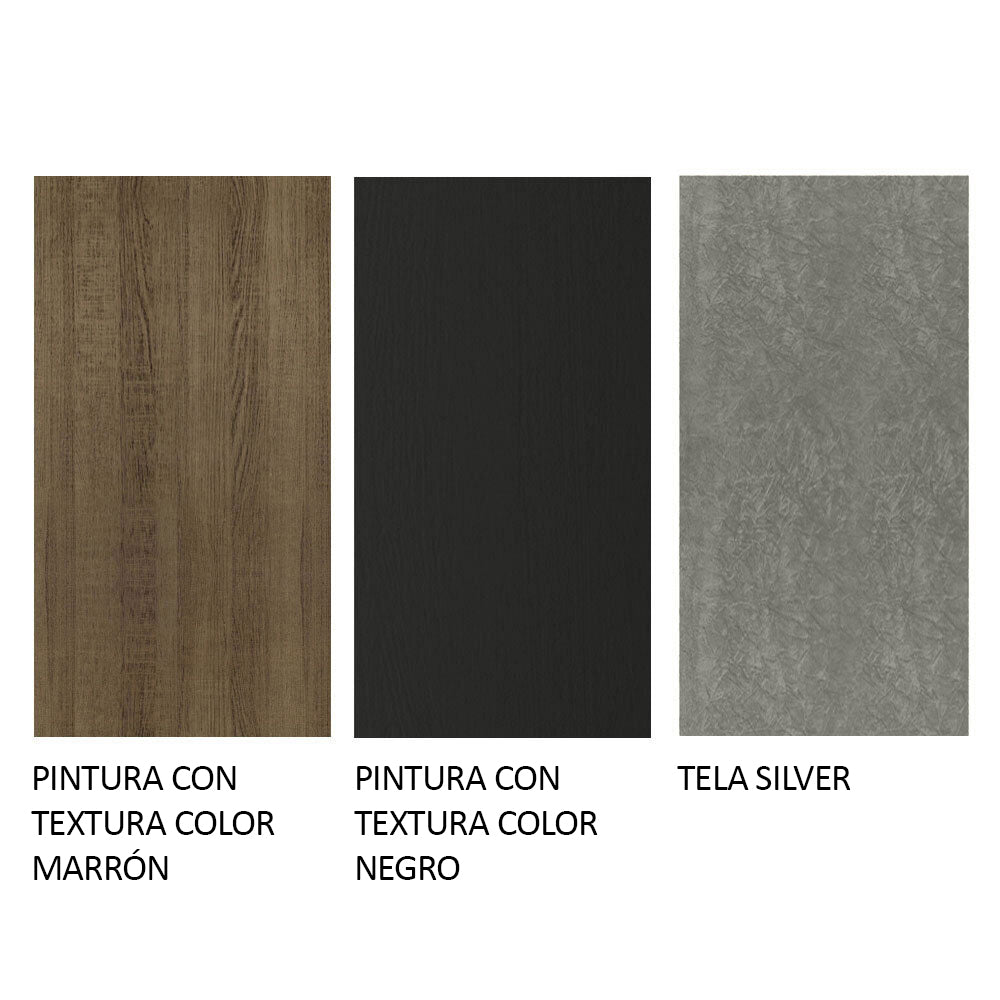 Combo Comedor y Sillas Avril Marron con Negro y Plata 160x80cm Cuadrado de Cuatro Puestos con Cuatro Sillas - COMEDORES | Bylmo