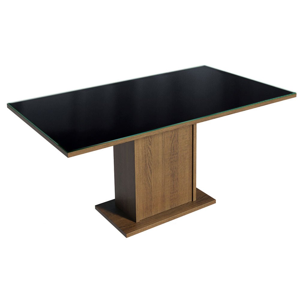 Combo Comedor y Sillas Avril Marron con Negro y Plata 160x80cm Cuadrado de Cuatro Puestos con Cuatro Sillas - COMEDORES | Bylmo