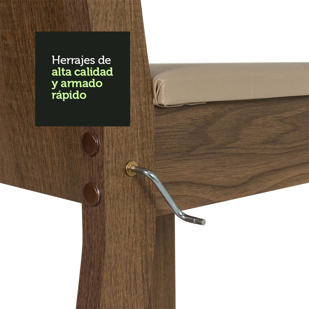 Combo Comedor y Sillas Beta Marron con Beige y Crema 90x76cm Cuadrado de Cuatro Puestos con Cuatro Sillas - COMEDORES | Bylmo