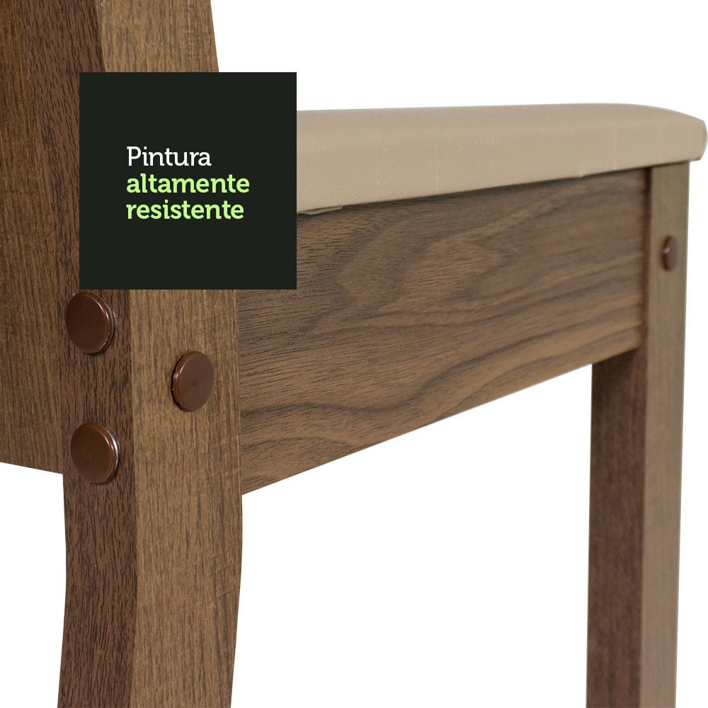 Combo Comedor y Sillas Beta Marron con Beige y Crema 90x76cm Cuadrado de Cuatro Puestos con Cuatro Sillas - COMEDORES | Bylmo