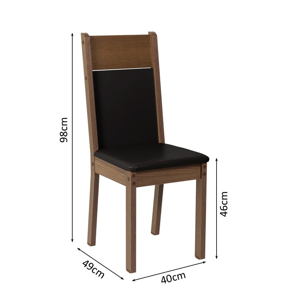Combo Comedor y Sillas Claire Marron y Negro 90x78cm Cuadrado de Cuatro Puestos con Cuatro Sillas - COMEDORES | Bylmo