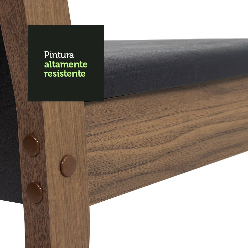 Combo Comedor y Sillas Débora Marron y Negro 90x76cm Cuadrado de Cuatro Puestos con Cuatro Sillas - COMEDORES | Bylmo