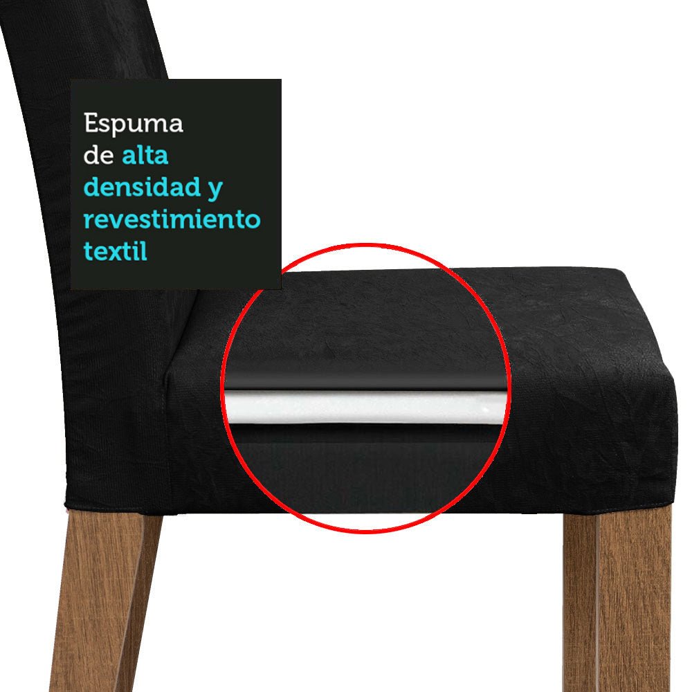 Combo Comedor y Sillas Karina Marron y Negro Oxford 90x78cm Cuadrado de Cuatro Puestos con Cuatro Sillas - COMEDORES | Bylmo