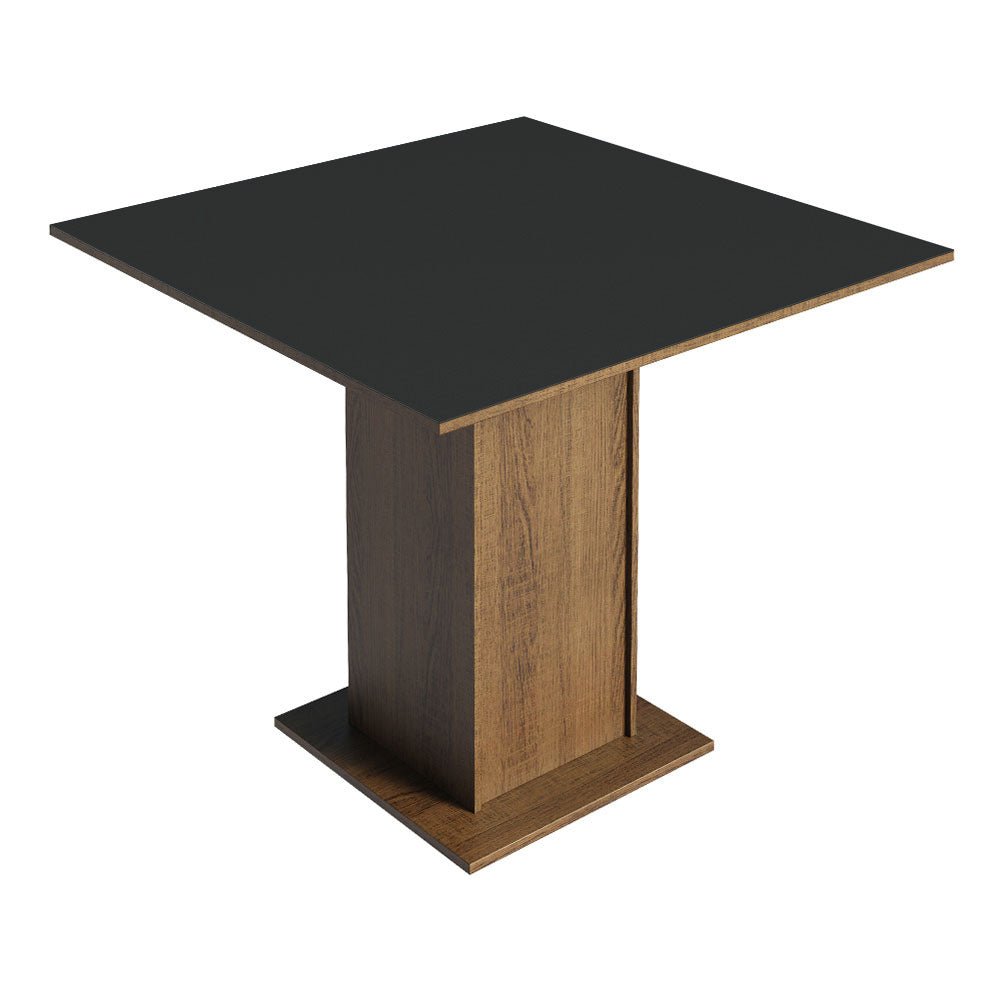 Combo Comedor y Sillas Karina Marron y Negro Oxford 90x78cm Cuadrado de Cuatro Puestos con Cuatro Sillas - COMEDORES | Bylmo