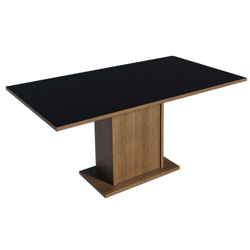 Combo Comedor y Sillas Keila Marron y Negro Oxford 160x79cm Cuadrado de Cuatro Puestos con Cuatro Sillas - COMEDORES | Bylmo