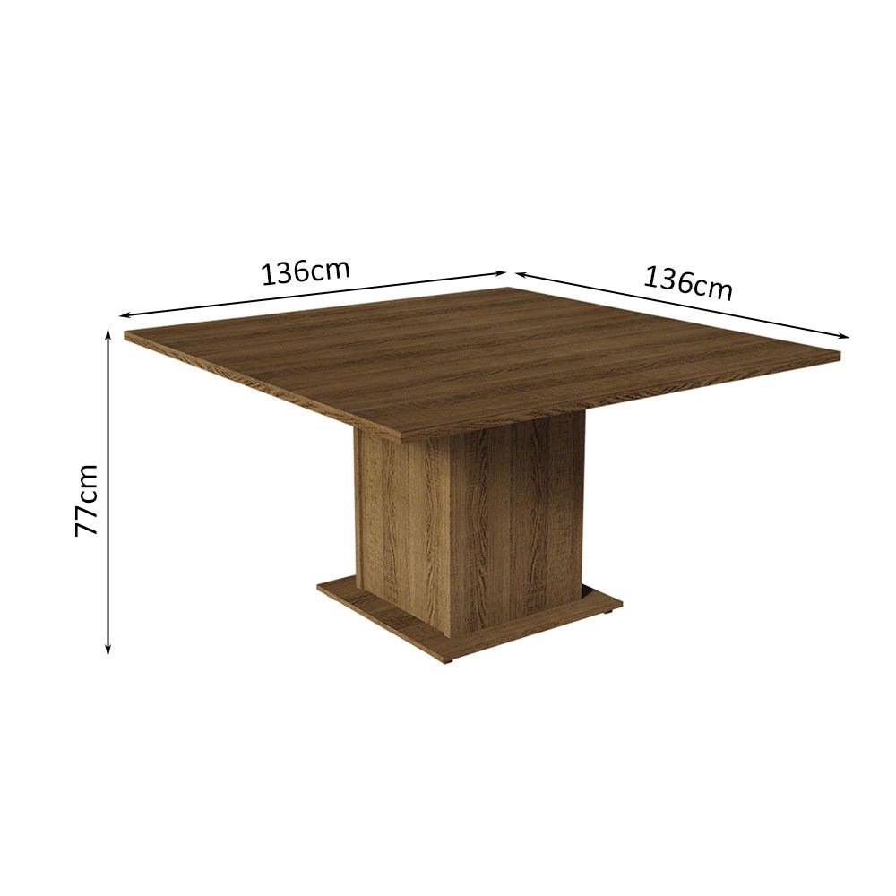 Combo Comedor y Sillas Leila Marron con Plata y Plata 136x77cm Cuadrado de Ocho Puestos con Ocho Sillas - COMEDORES | Bylmo