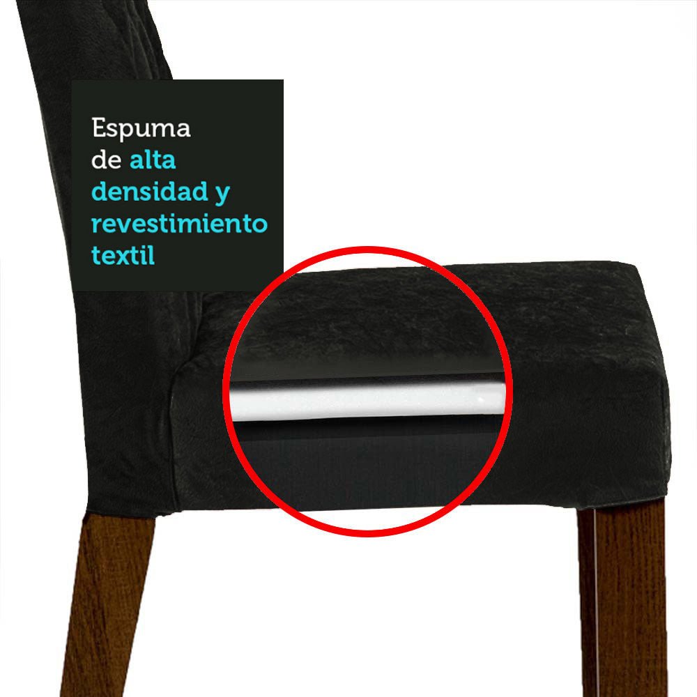 Combo Comedor y Sillas Livia Marron y Negro Oxford 90x78cm Cuadrado de Cuatro Puestos con Cuatro Sillas - COMEDORES | Bylmo
