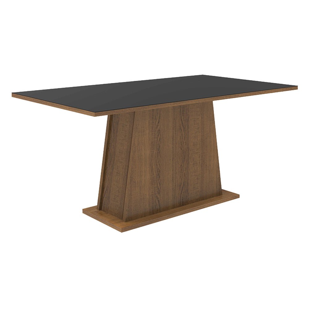 Combo Comedor y Sillas Luciana Marron y Negro Oxford 160x79cm Cuadrado de Seis Puestos con Seis Sillas - COMEDORES | Bylmo