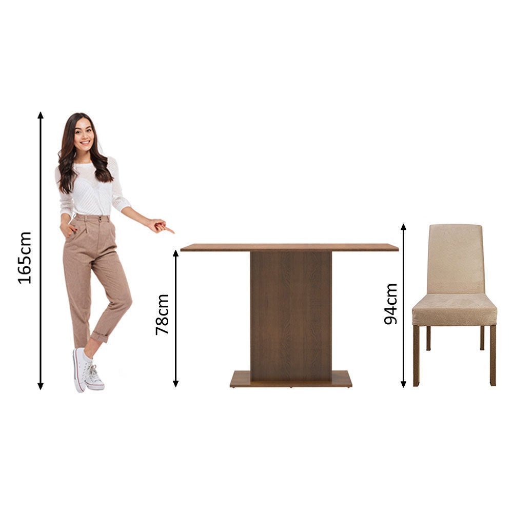 Combo Comedor y Sillas Manu Marron 104x78cm Cuadrado de Dos Puestos con Dos Sillas - COMEDORES | Bylmo
