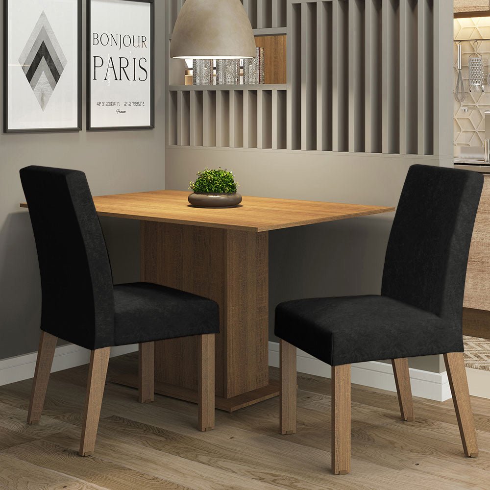 Combo Comedor y Sillas Manu Marron Oxford 104x78cm Cuadrado de Dos Puestos con Dos Sillas - COMEDORES | Bylmo
