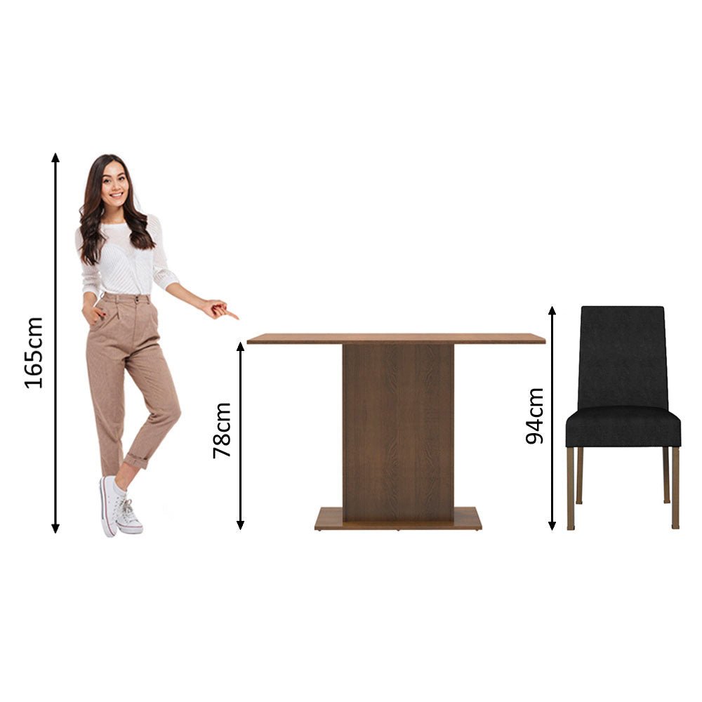 Combo Comedor y Sillas Manu Marron Oxford 104x78cm Cuadrado de Dos Puestos con Dos Sillas - COMEDORES | Bylmo