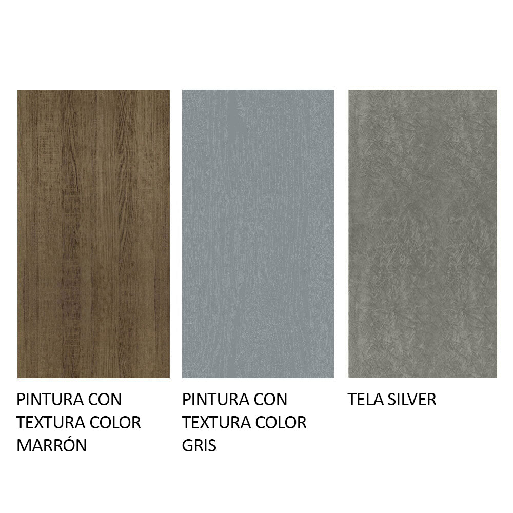 Combo Comedor y Sillas Marilia Marron con Gris y Plata 160x80cm Cuadrado de Cuatro Puestos con Cuatro Sillas - COMEDORES | Bylmo