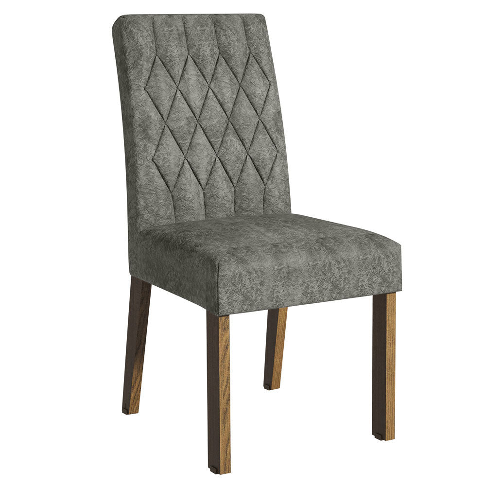 Combo Comedor y Sillas Marilia Marron con Gris y Plata 160x80cm Cuadrado de Cuatro Puestos con Cuatro Sillas - COMEDORES | Bylmo